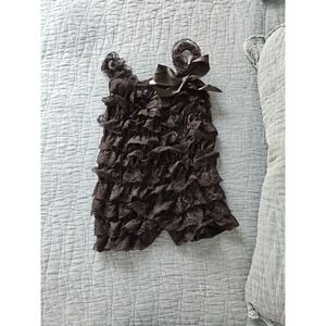 Think Pink Bows‎ Baby Girl Ruffle Lace Romper Black Special Occasion Outfit